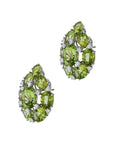 Peridot and Diamond Cluster White Gold Estate Earrings Earrings Estate & Vintage