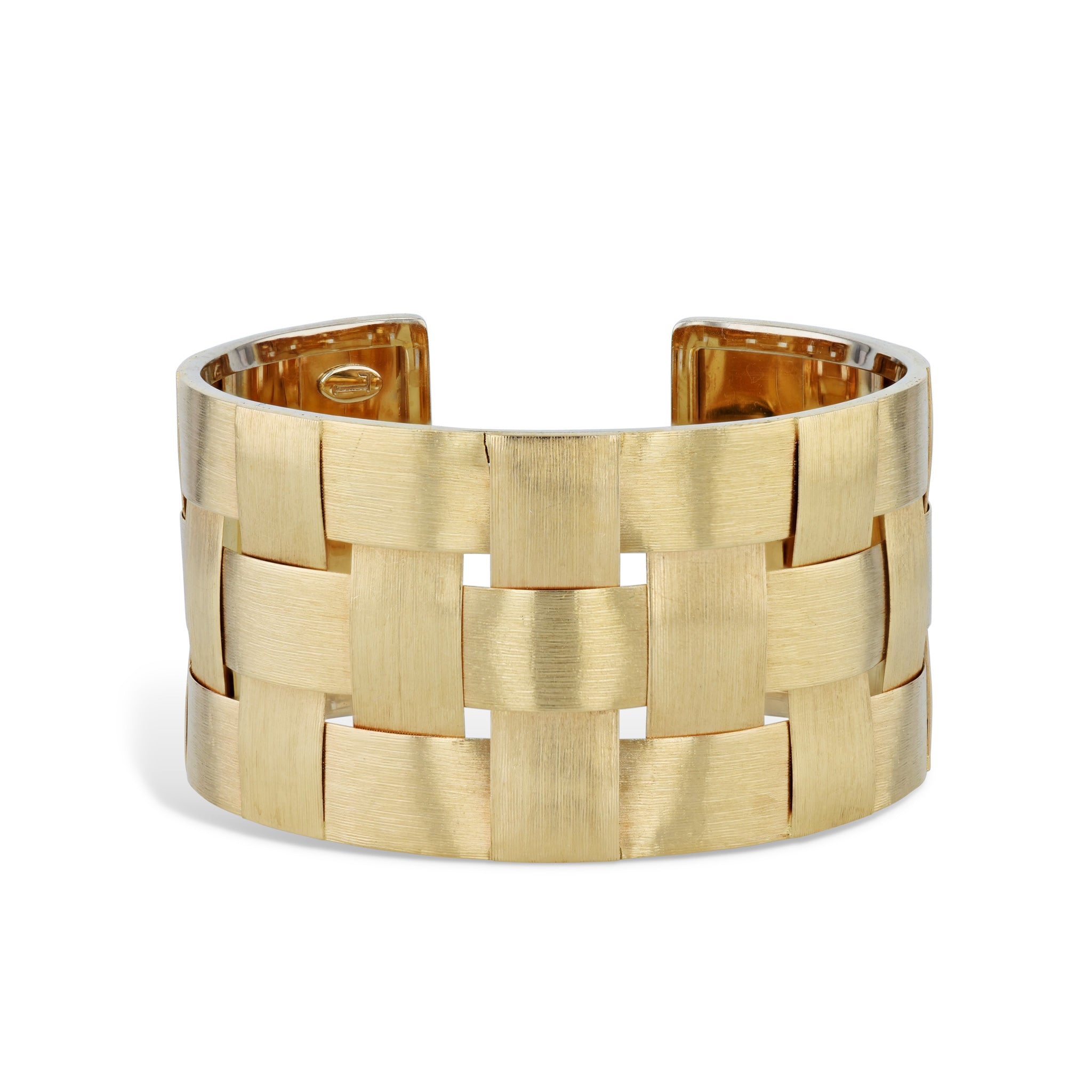 Yellow Gold Florentine Weave Estate Cuff Bracelet Bracelets Estate &amp; Vintage