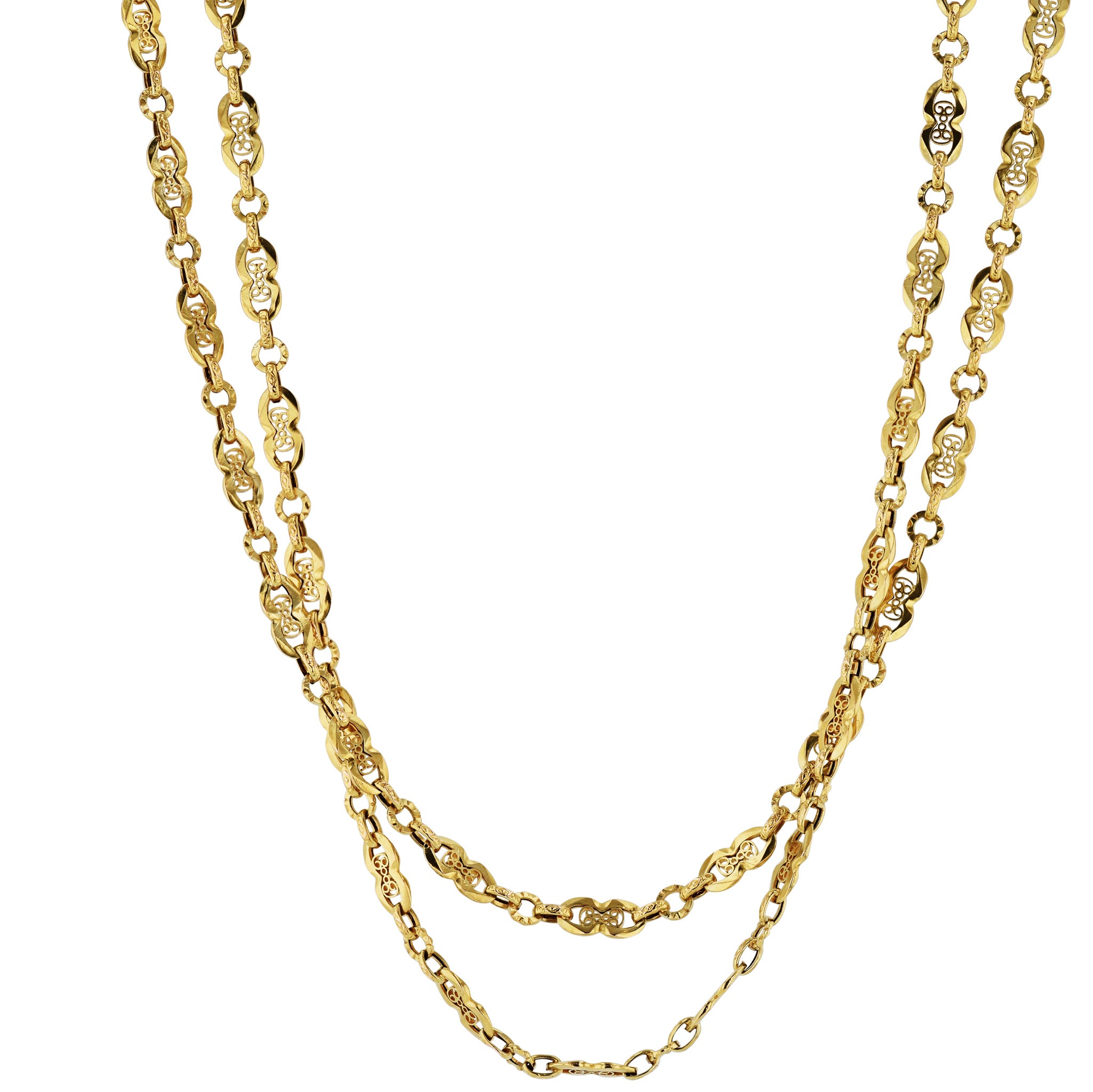 Yellow Gold 58in Station Estate Necklace Necklaces Estate &amp; Vintage