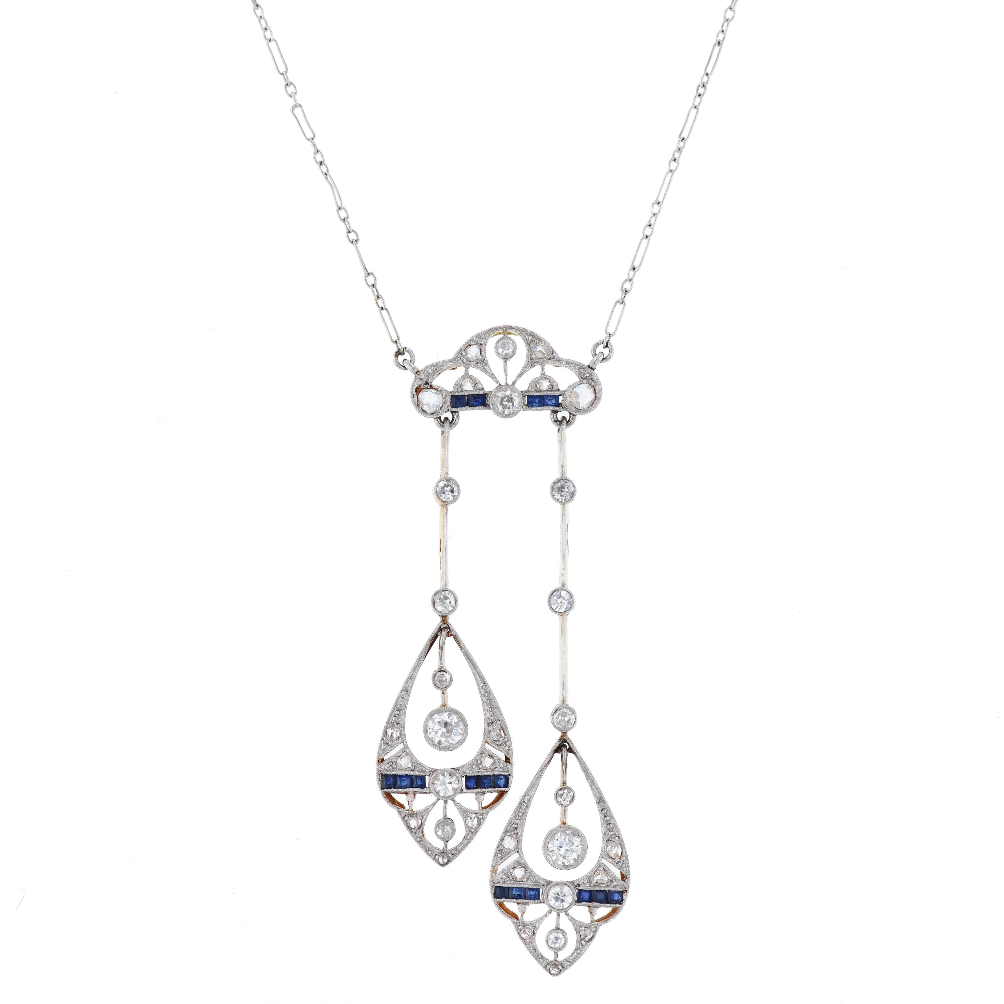 Edwardian French Diamond Estate Pendant Necklace Necklaces Estate &amp; Vintage