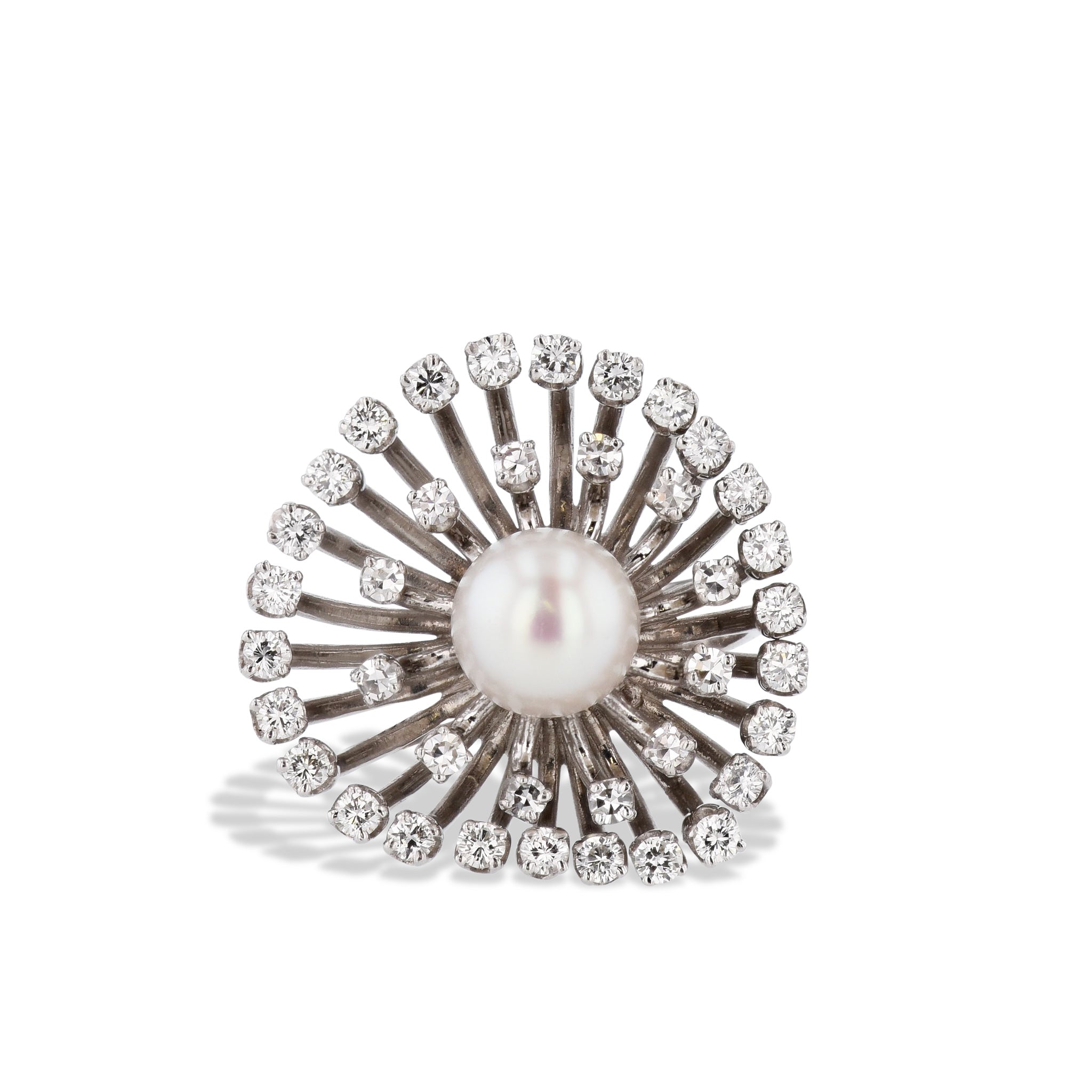 White Gold Pearl Diamond Estate Ring Rings Estate &amp; Vintage