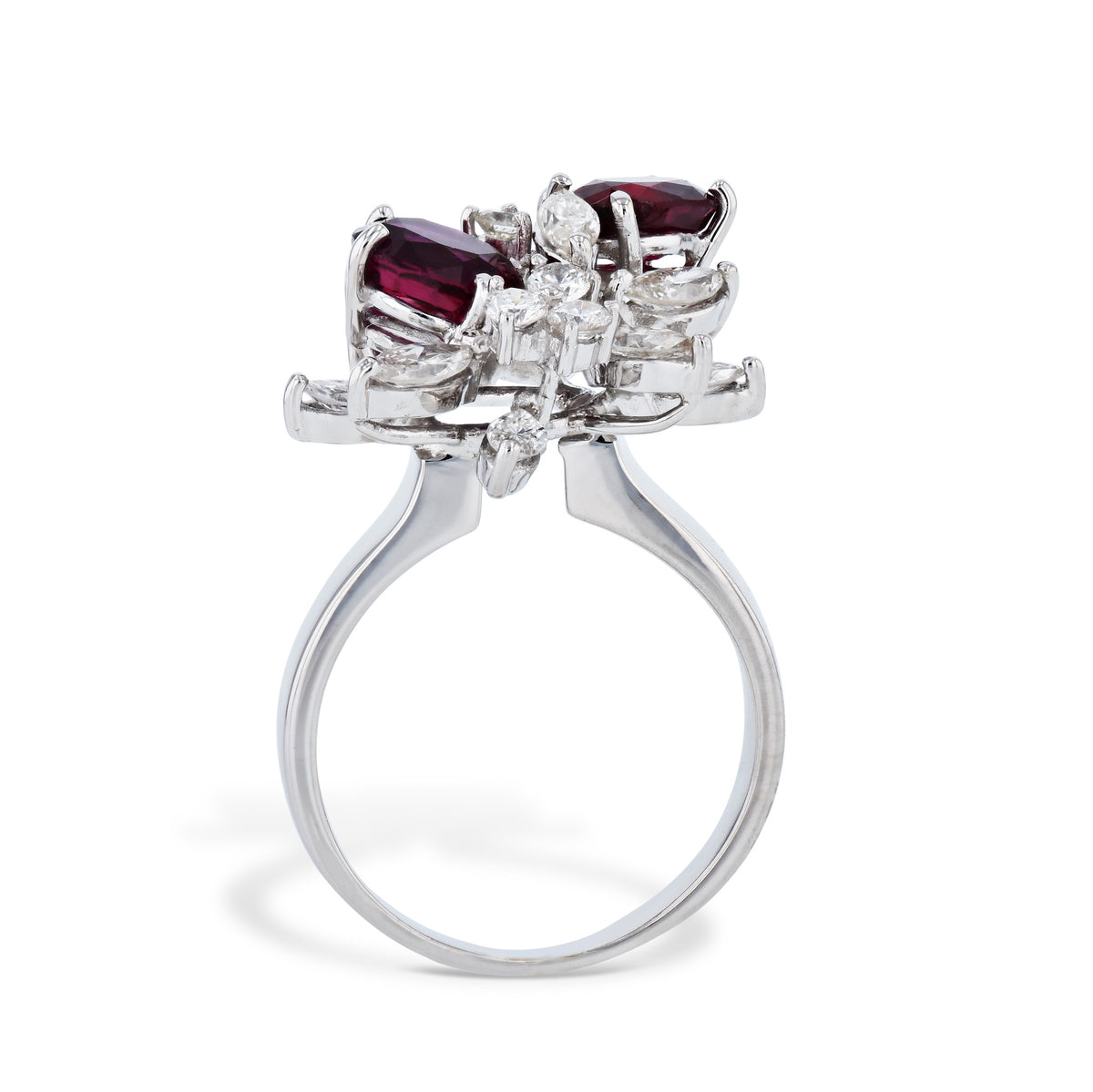 Thai Oval Rubies  and Diamond White Gold Estate Ring - Alternate View 1