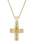 Yellow Sapphire Cross Pendant Estate Necklace Necklaces Estate & Vintage