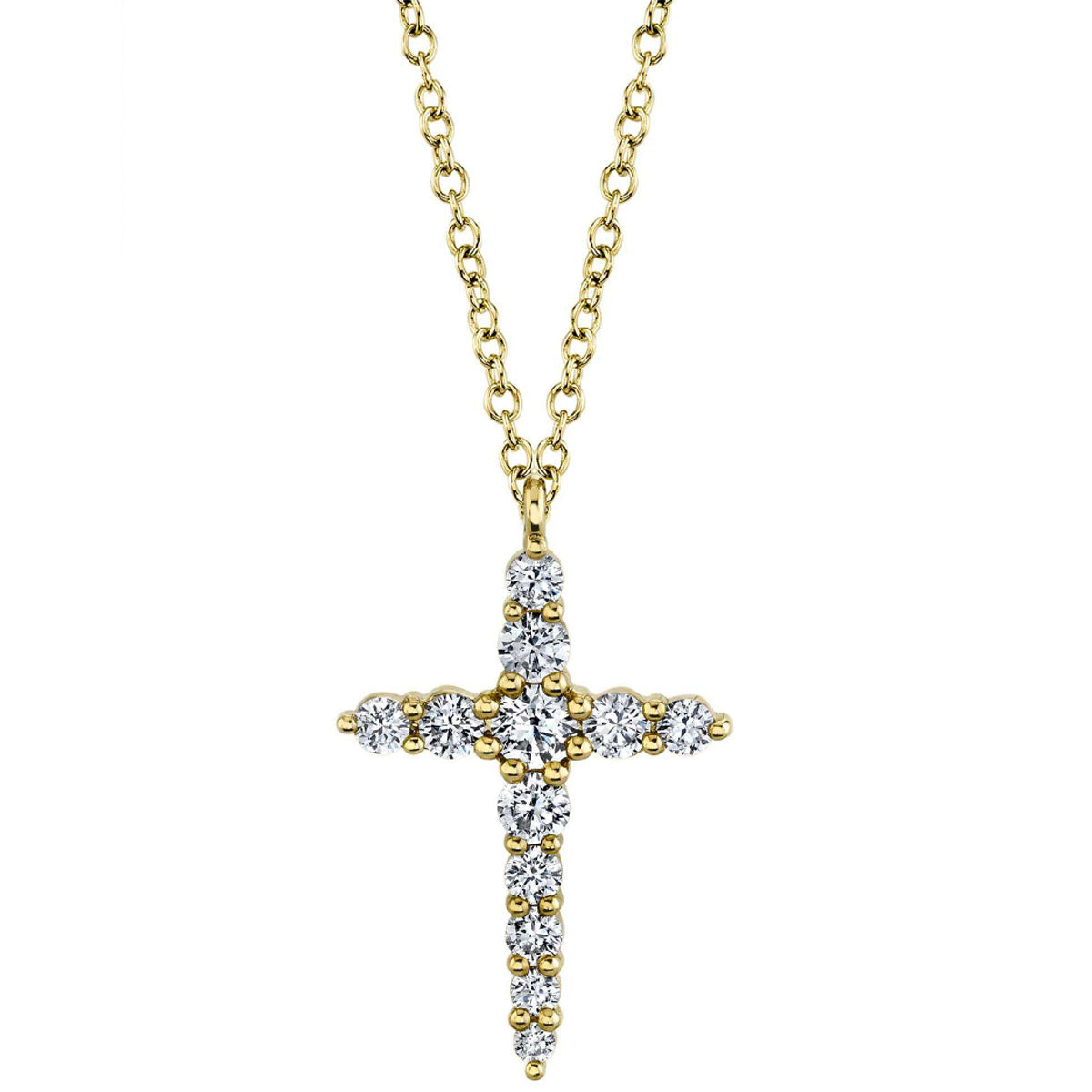 Yellow Gold Pave Diamond Cross Necklace Necklaces Gift Giving