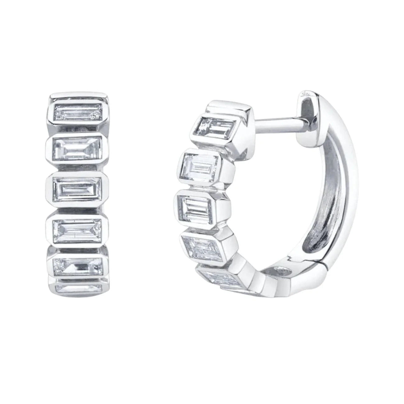 White Gold Diamond Bezel Huggie Earrings Earrings Gift Giving
