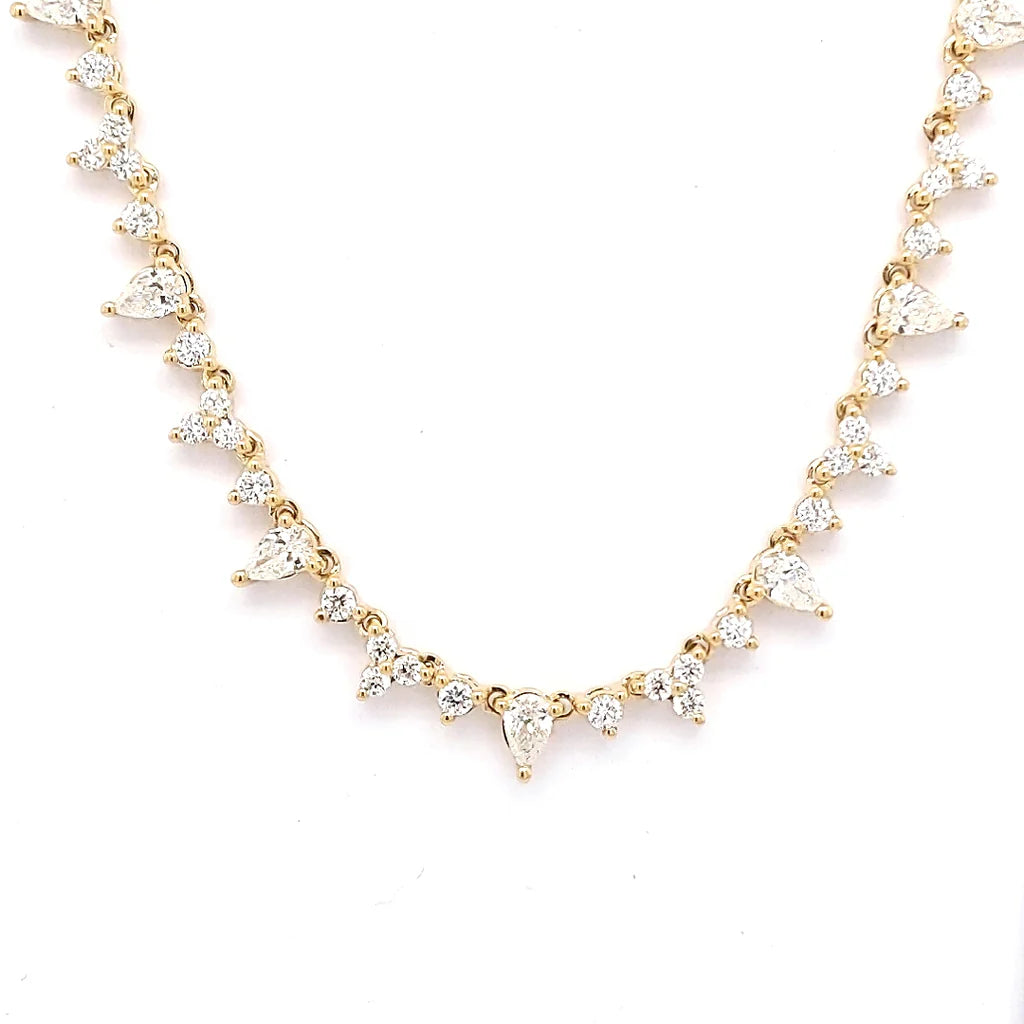 Yellow Gold Pear Shaped Diamond Necklace Necklaces Shy Creation