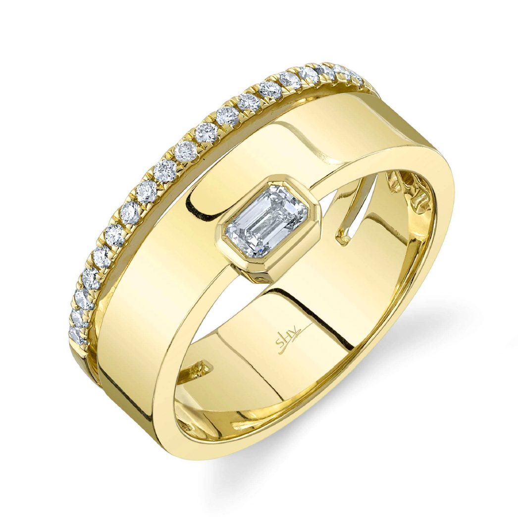 Yellow Gold Bezel Set Pave Diamond Ring Rings Gift Giving