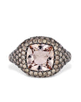 Morganite and Brown Diamond 18K Rose Gold Bezel Set Ring Rings Curated by H