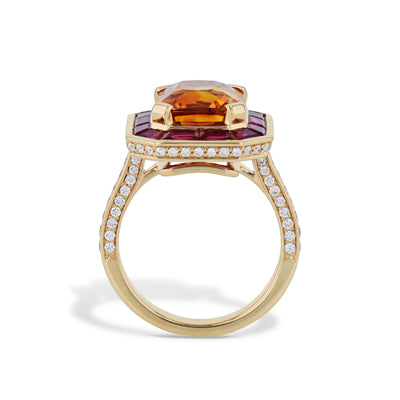 Yellow Sapphire Ruby Diamond 18K Yellow Gold Ring Rings Curated by H