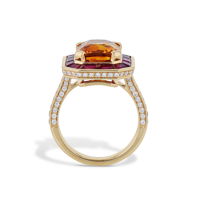 Yellow Sapphire Ruby Diamond 18K Yellow Gold Ring Rings Curated by H