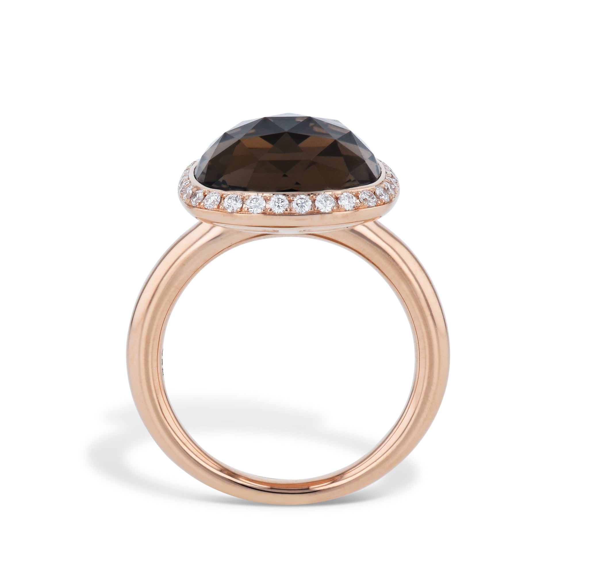 Smokey Quartz Diamond 18K Rose Gold Ring Rings Curated by H