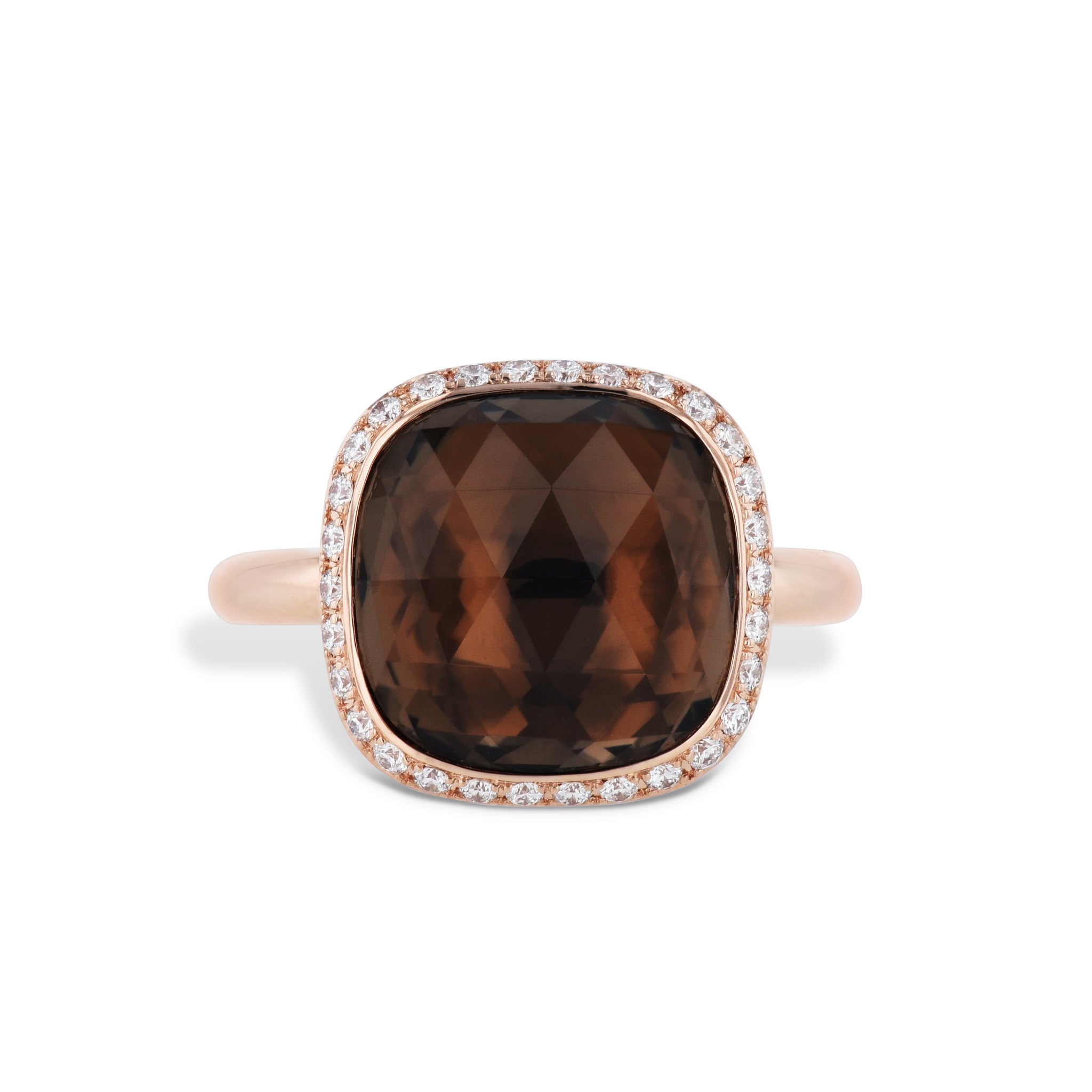 Smokey Quartz Diamond 18K Rose Gold Ring Rings Curated by H
