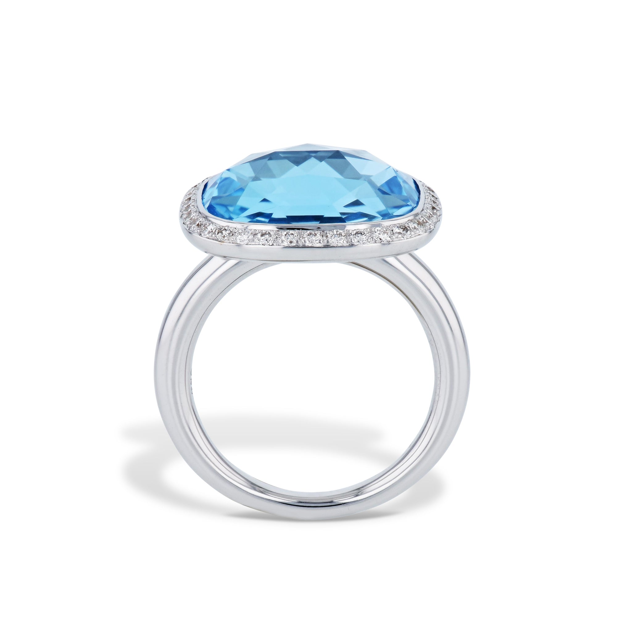 Blue Topaz and Diamond 18K White Gold Ring Rings Curated by H