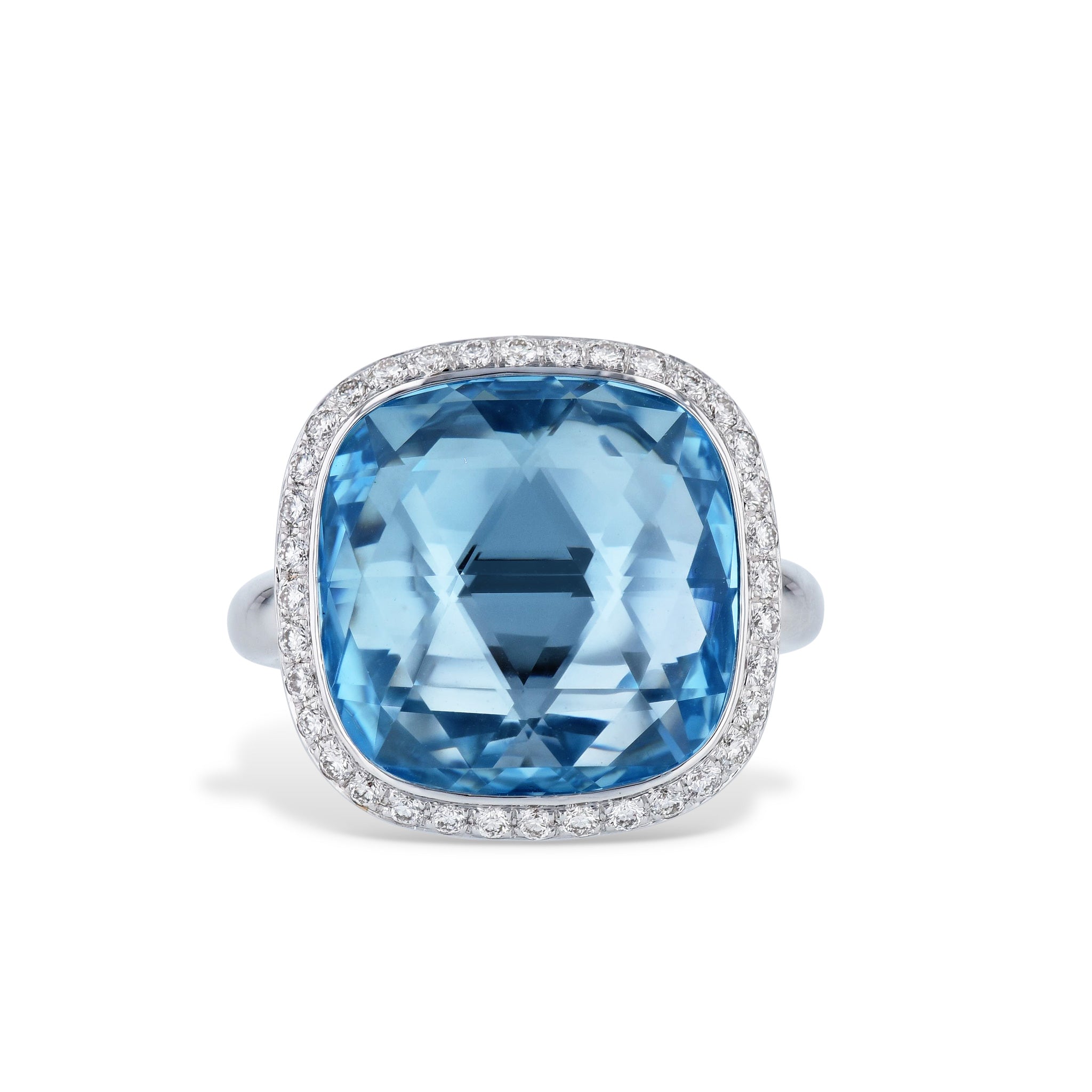 Blue Topaz and Diamond 18K White Gold Ring Rings Curated by H