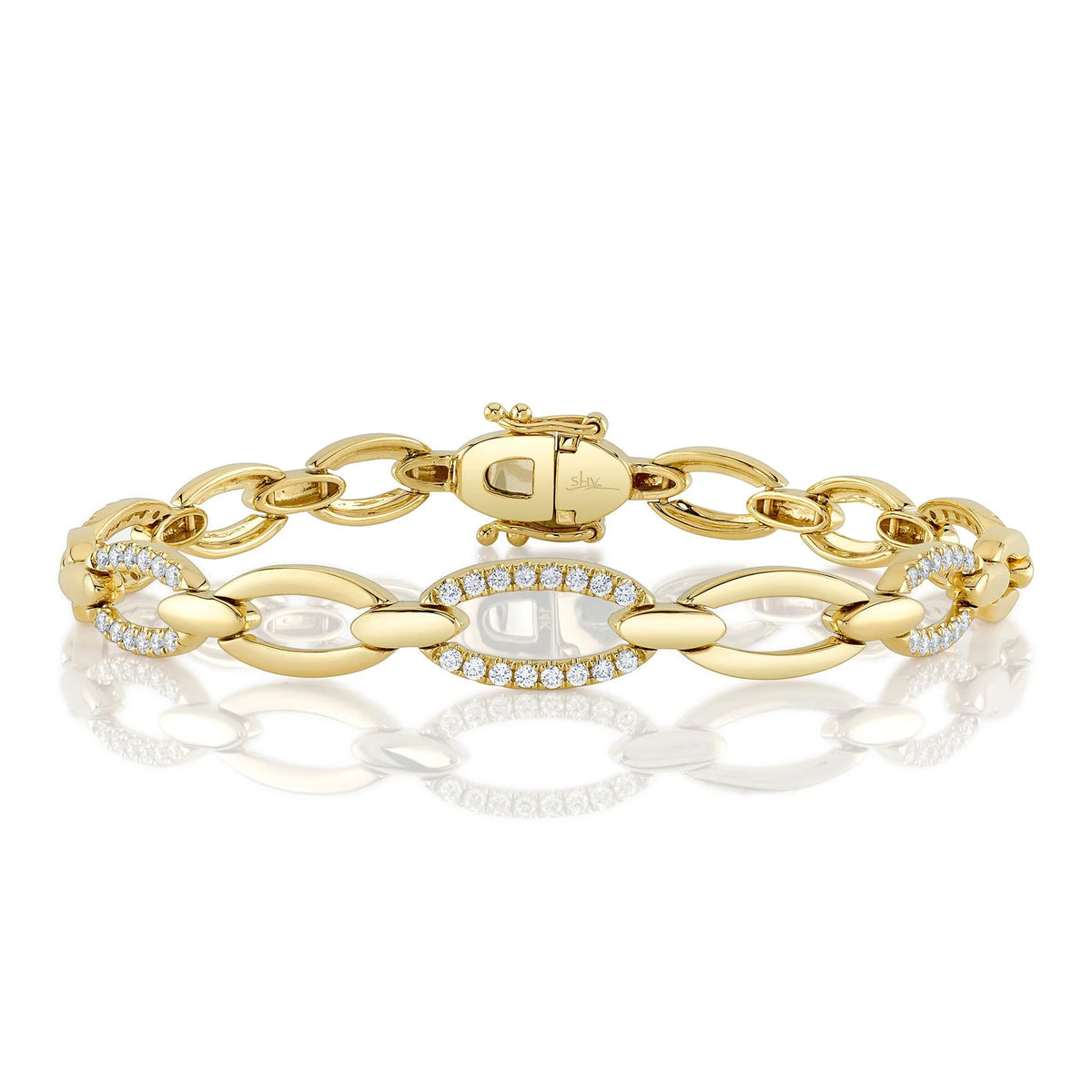 Yellow Gold Diamond Pave Link Bracelet Bracelets Shy Creation