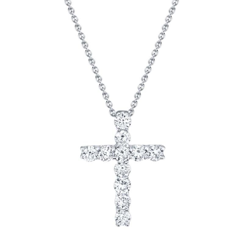 White Gold Diamond Cross Pendant Necklace Necklaces Gift Giving