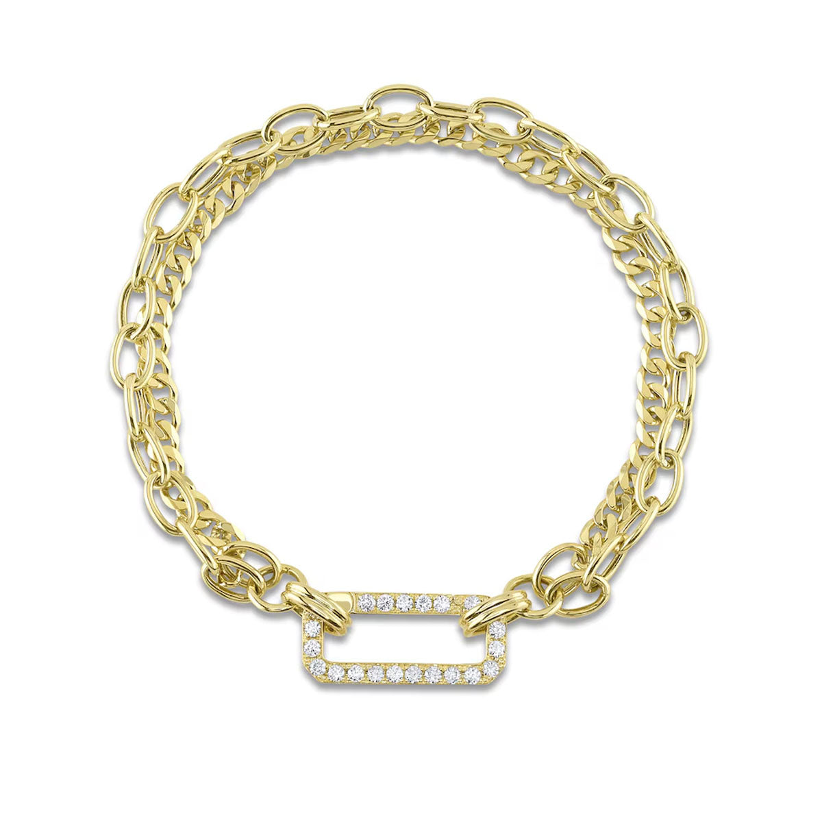 Yellow Gold Diamond Clasp Link Chain Bracelet Bracelets Gift Giving