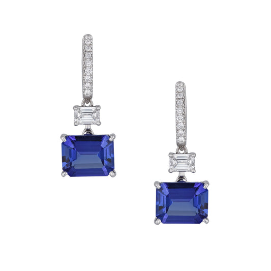 Tanzanite 18kt White Gold Diamond Drop Earrings Earrings Curated by H