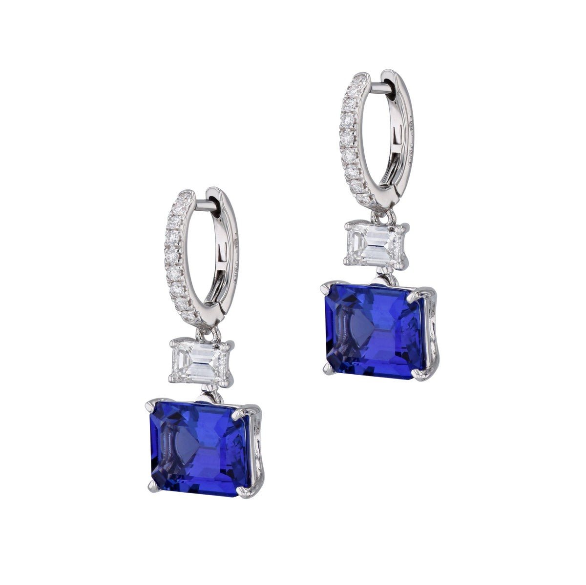 Tanzanite 18kt White Gold Diamond Drop Earrings - Alternate View 1