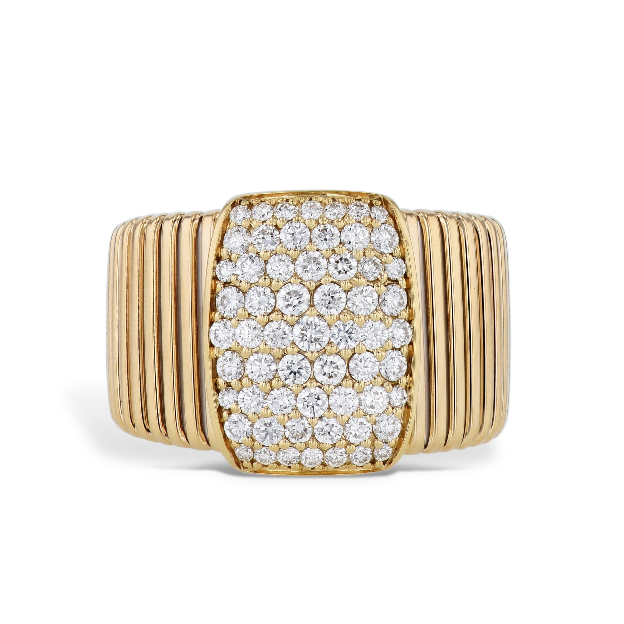 Pave Diamond Center Yellow Gold Ring Rings Curated by H