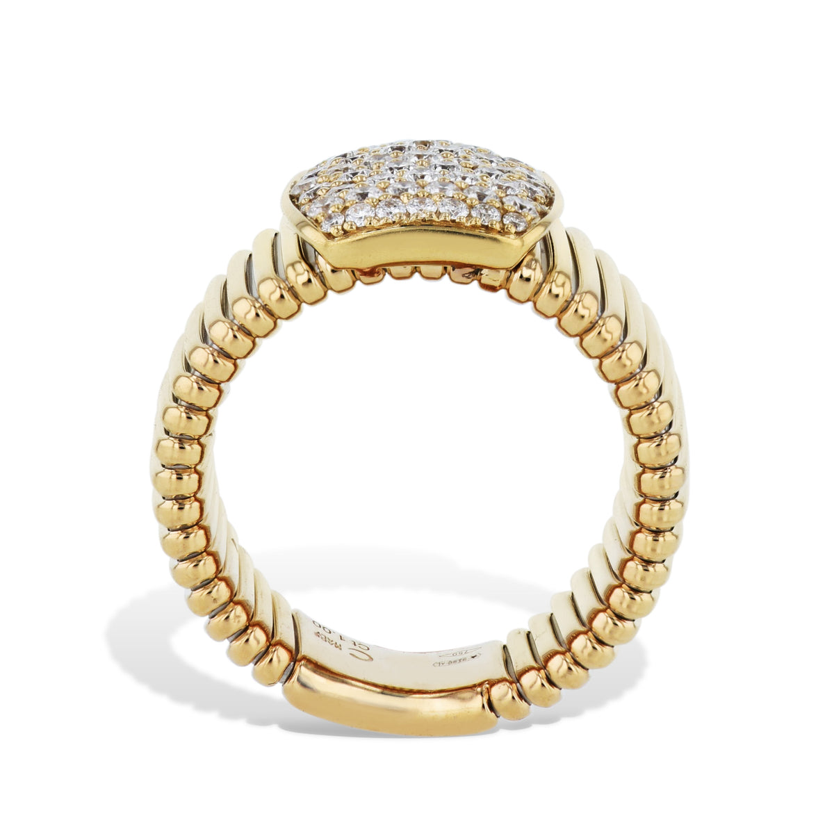 Pave Diamond Center Yellow Gold Ring - Alternate View 2