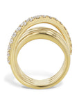 Diamond and 4 Row 18K Yellow Gold Ring Rings Curated by H