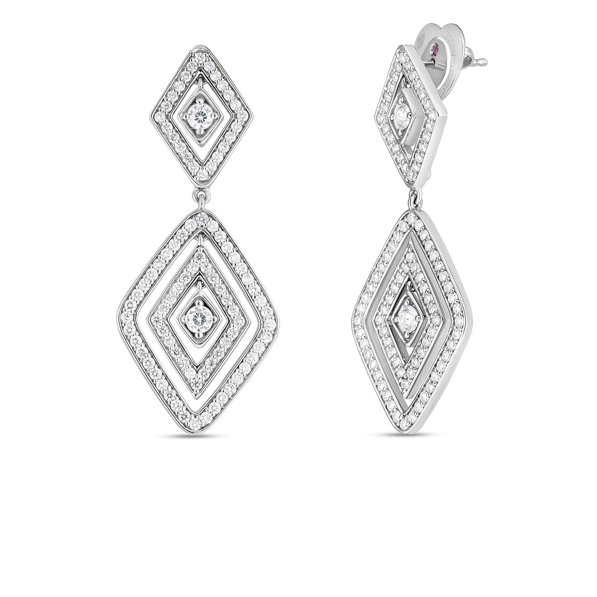 18kt White Gold Diamante Diamond Dangle Earrings Earrings Roberto Coin