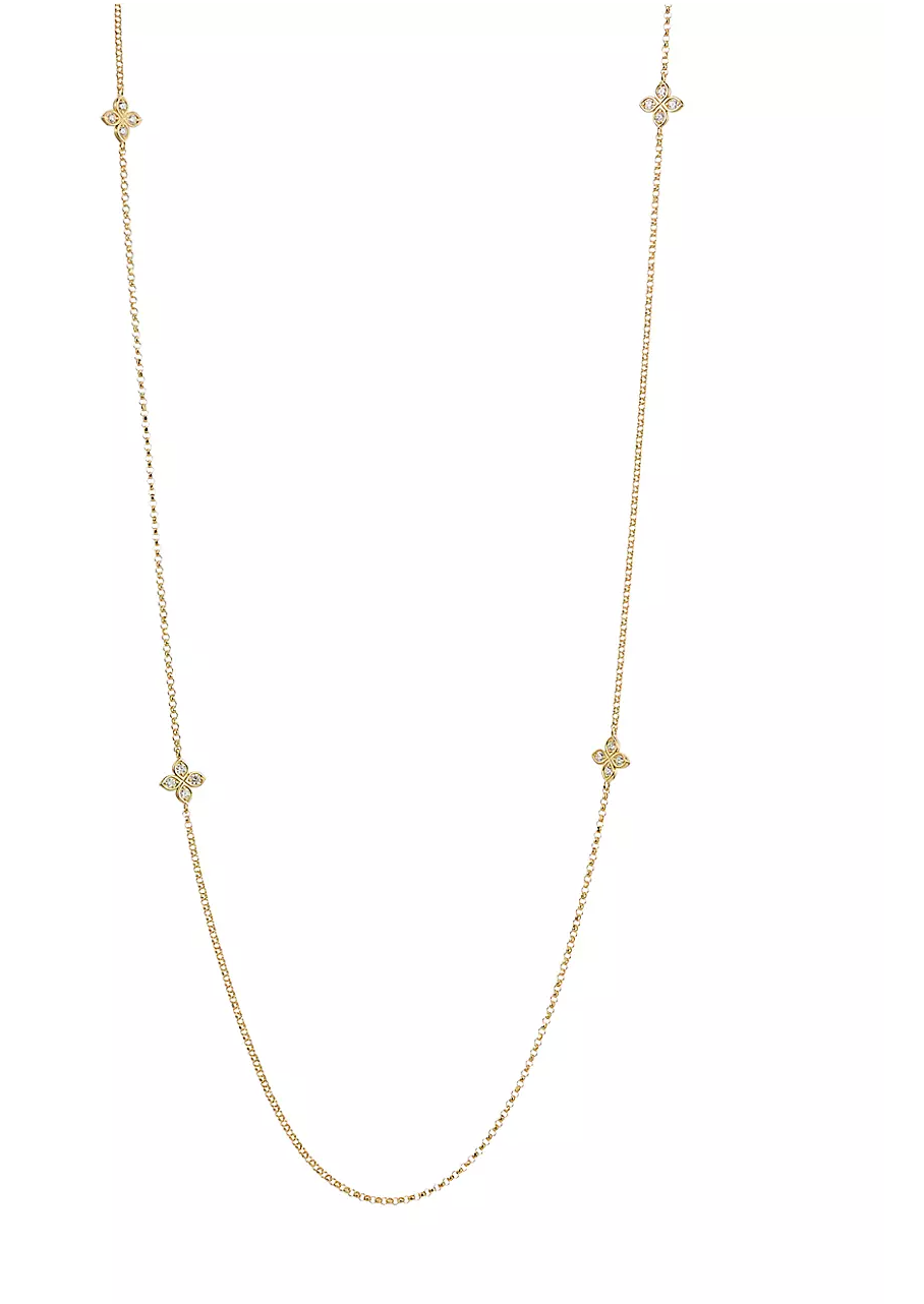18kt Yellow Gold Diamonds By The Inch 6 Station Necklace Necklaces Roberto Coin