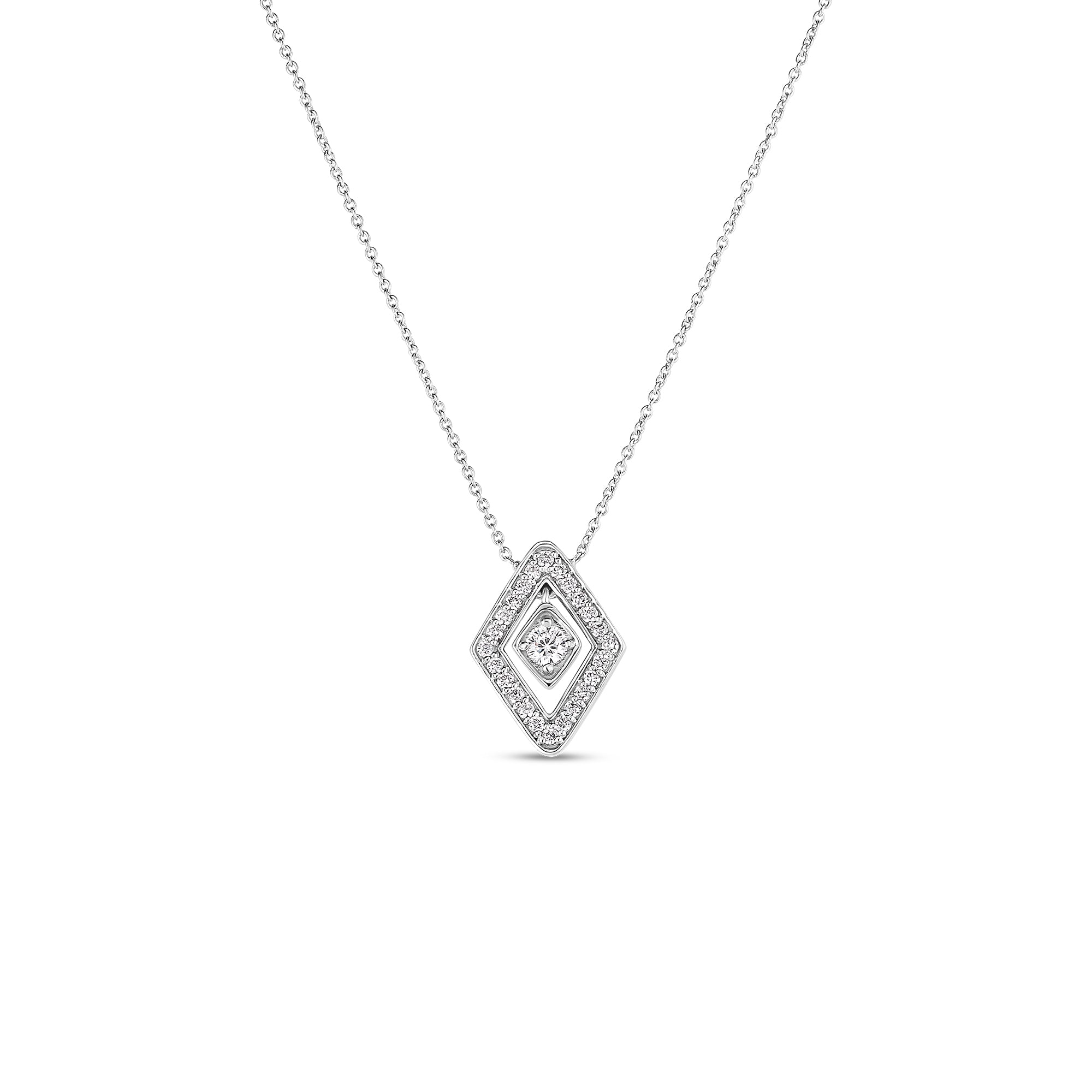 18kt. White Gold Diamante Small Diamond Pendant Necklace Necklaces Roberto Coin