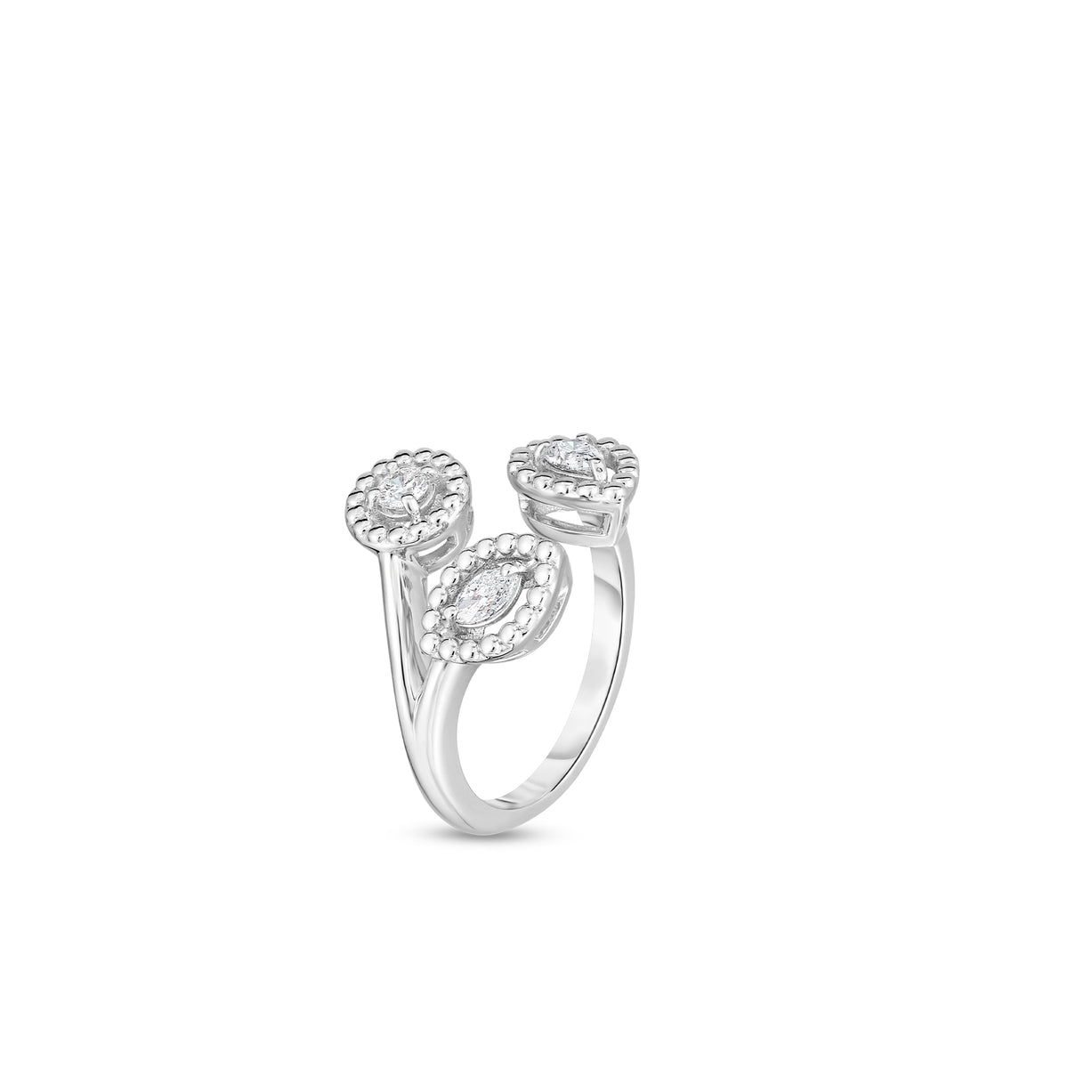 18kt White Gold Dolcetto 3 Stone Diamond Ring - Alternate View 2