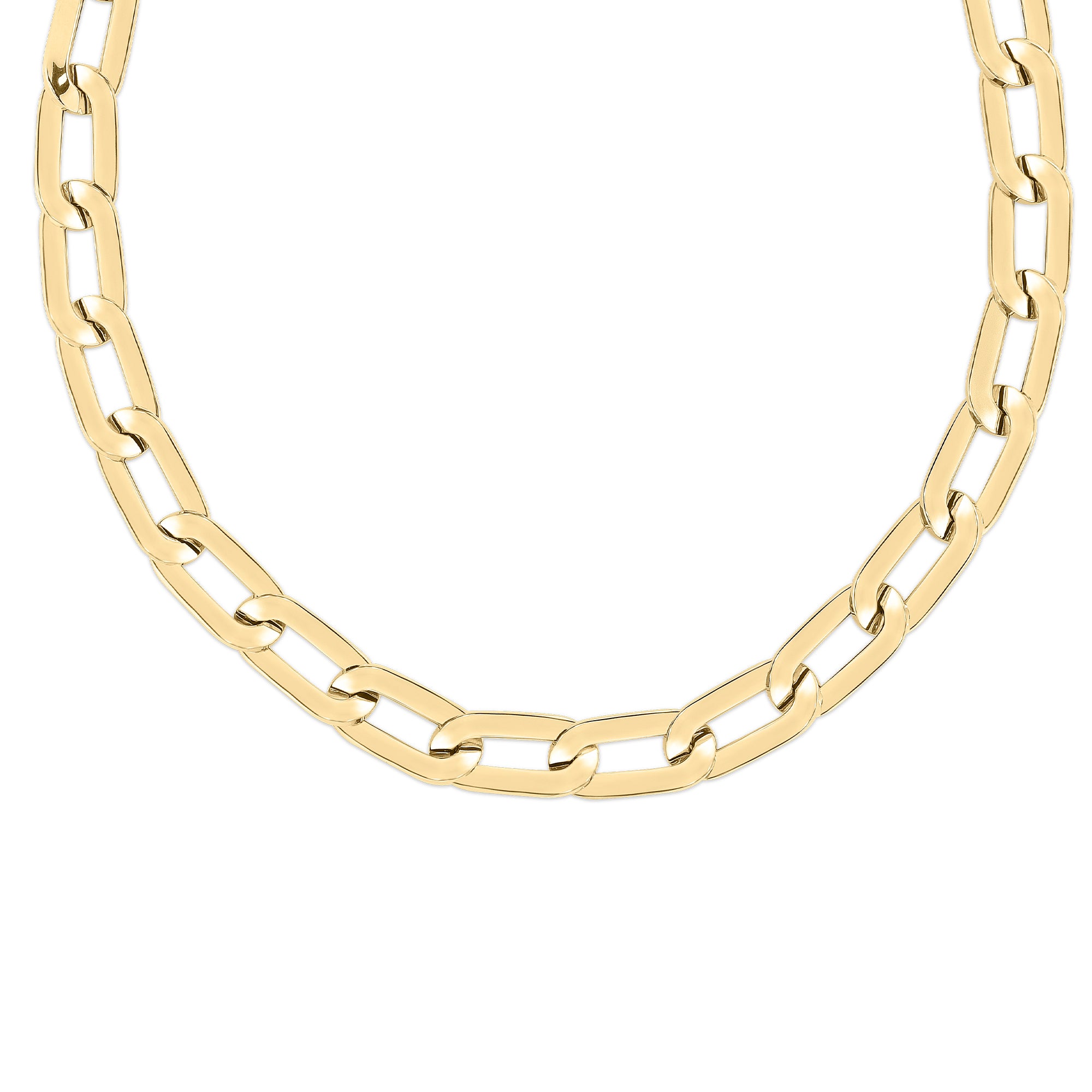 18k Yellow Designer Gold Squared Edge Paperclip Link Chain Necklace Necklaces Roberto Coin