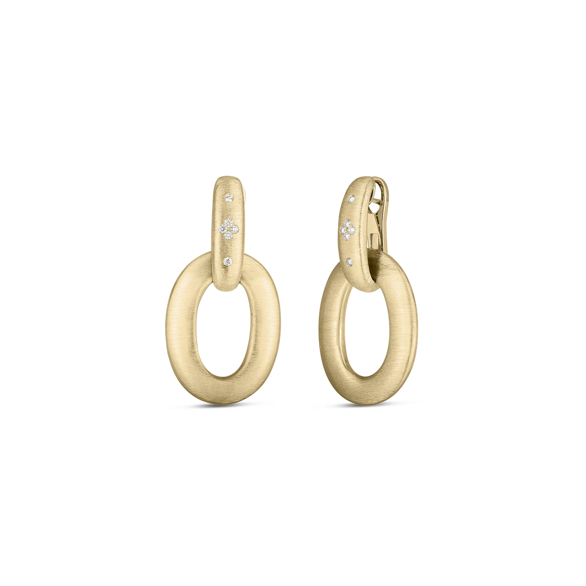 18kt Yellow Gold Duchessa Diamond Satin Large Doorknocker Earrings Earrings Roberto Coin