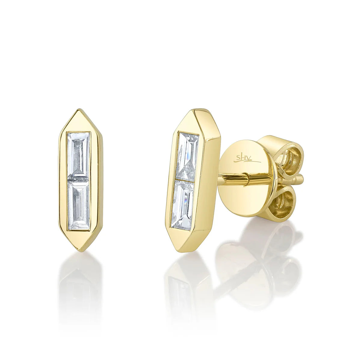 Yellow Gold Diamond Baguette Stud Earrings Earrings Gift Giving