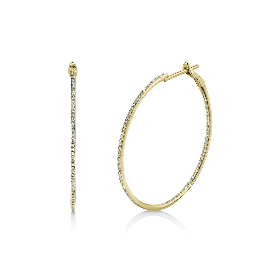 Yellow Gold Diamond Large Inside Out Hoop Earrings Earrings Gift Giving