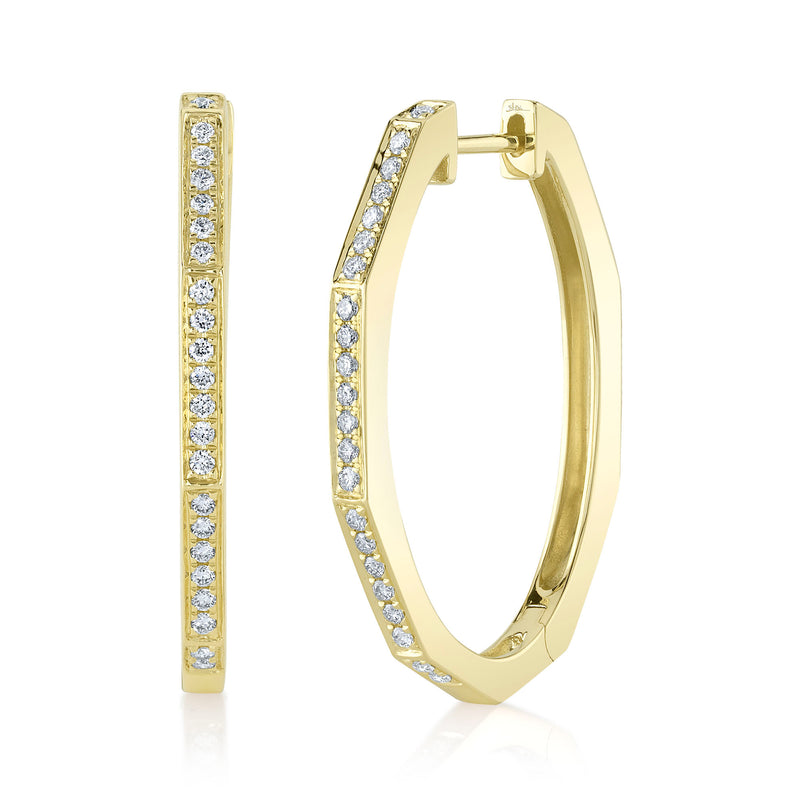 Yellow Gold Oval Diamond Hoop Earrings Earrings Shy Creation
