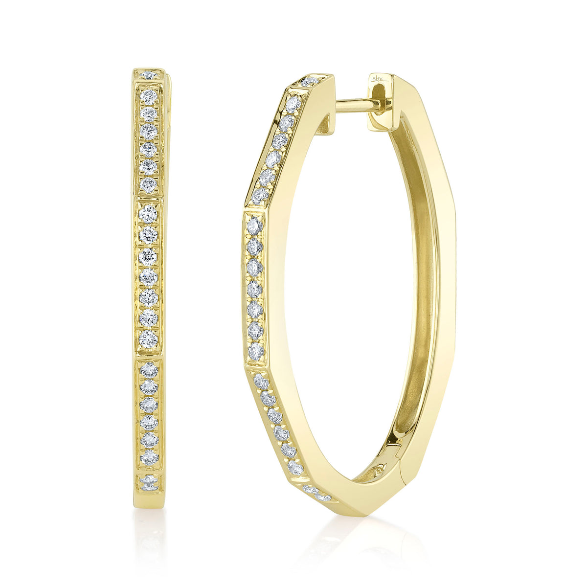 Yellow Gold Oval Diamond Hoop Earrings Earrings Shy Creation
