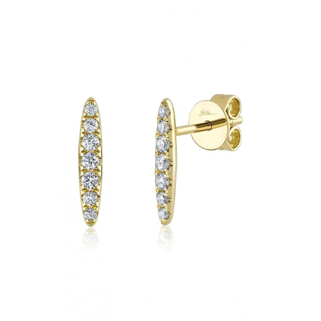 Yellow Gold Diamond Bar Stud Earrings Earrings Gift Giving