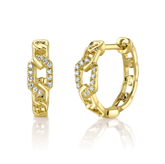Yellow Gold Diamond Link Huggie Earrings Earrings Gift Giving