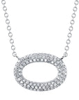 White Gold Pave Oval Diamond Pendant Necklace Necklaces Shy Creation