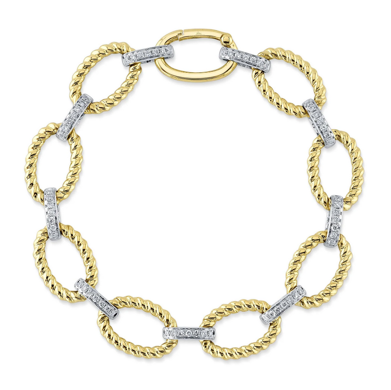 Yellow and White Gold Diamond Link Bracelet Bracelets Gift Giving