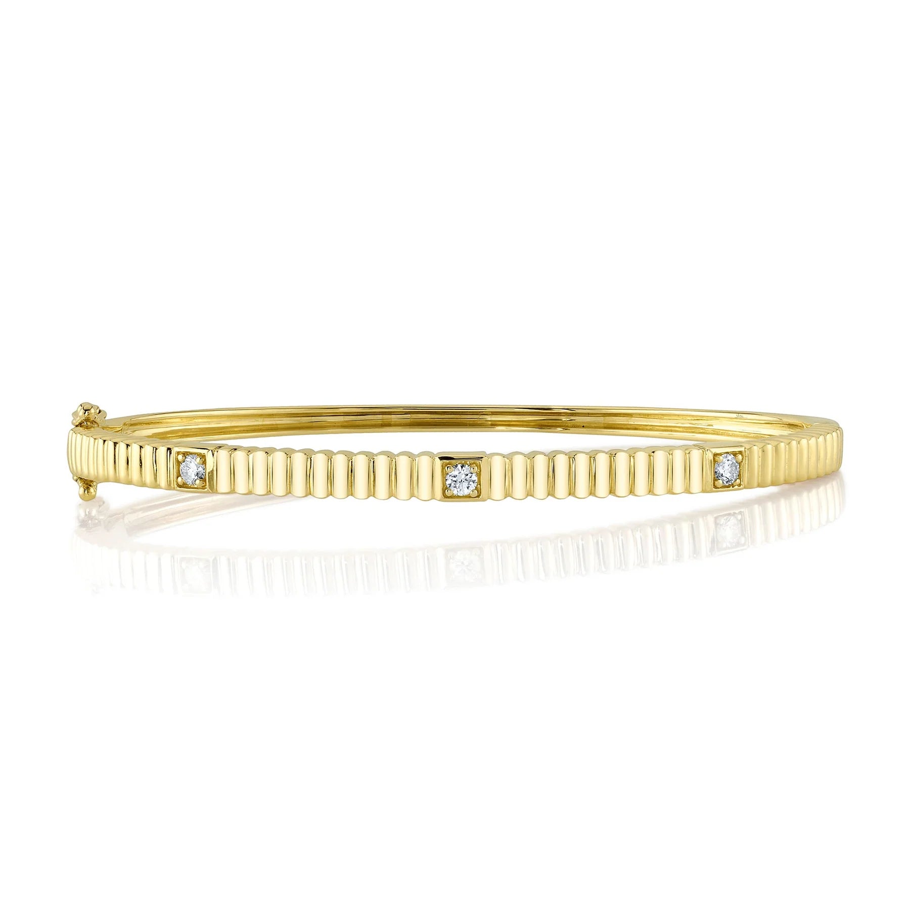 Yellow Gold Three Diamond Hinge Bangle Bracelet Bracelets Gift Giving
