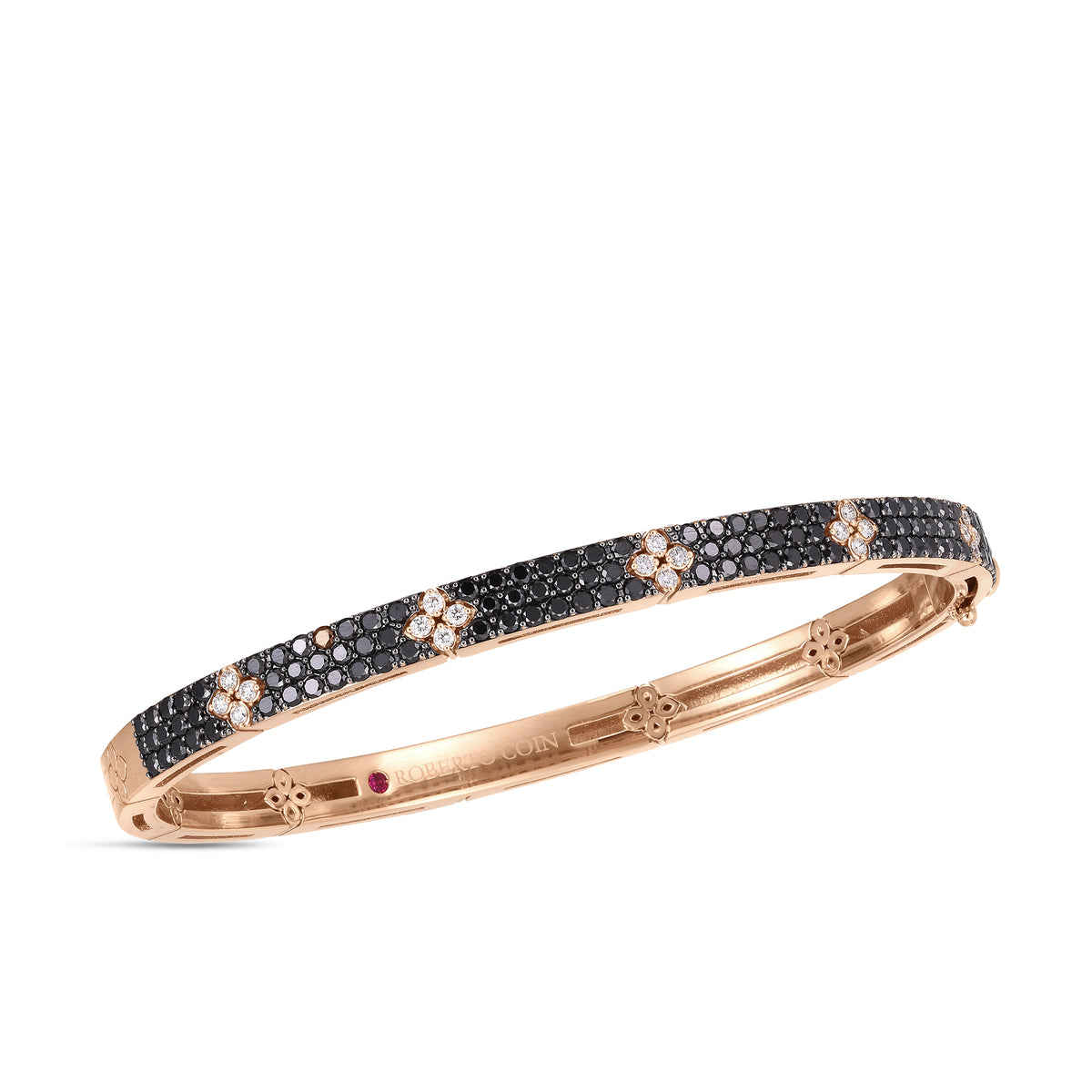 18kt Rose Gold Love In Verona  Black and White Diamond Bangle Bracelets Roberto Coin