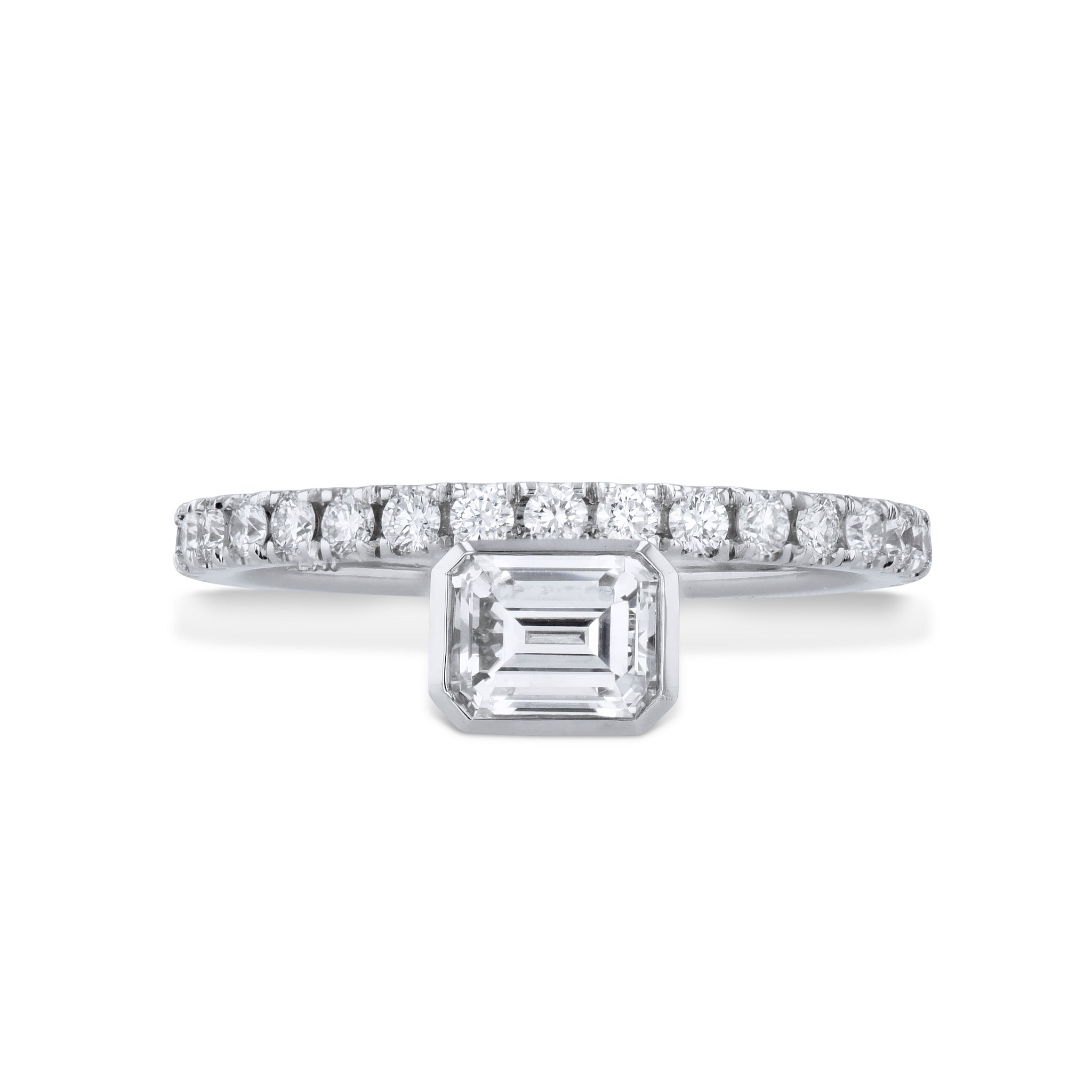 Emerald Cut Diamond Platinum Engagement Ring Rings H&amp;H Jewels