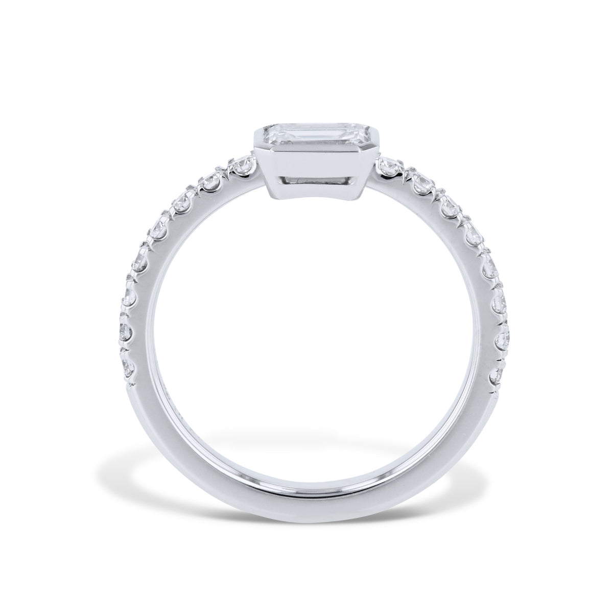 Emerald Cut Diamond Platinum Engagement Ring - Alternate View 2