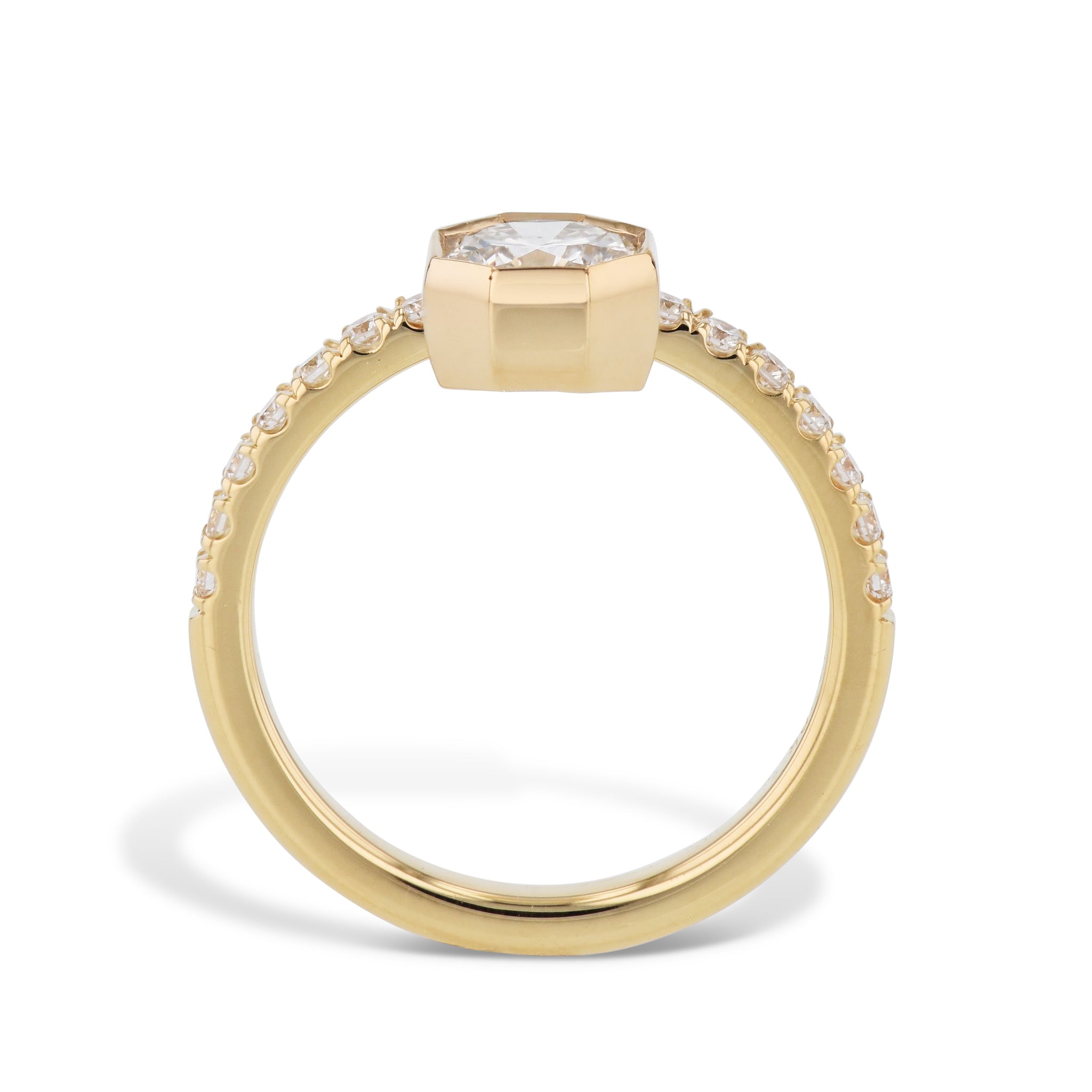 Octagonal Bezel Set Diamond Engagement Ring Rings H&amp;H Jewels