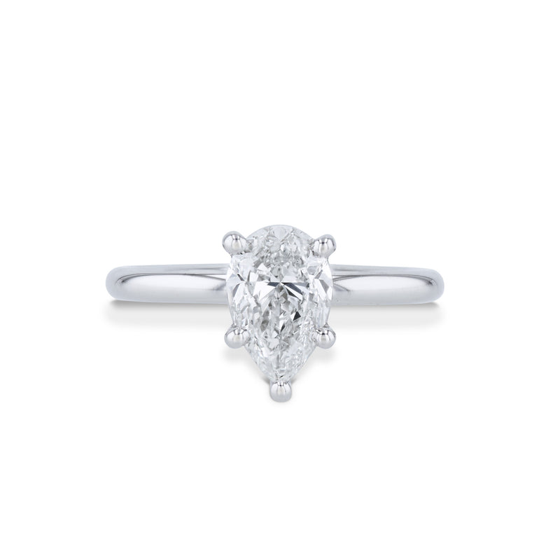 Pear Shape Diamond Platinum Engagement Ring Rings H&H Jewels