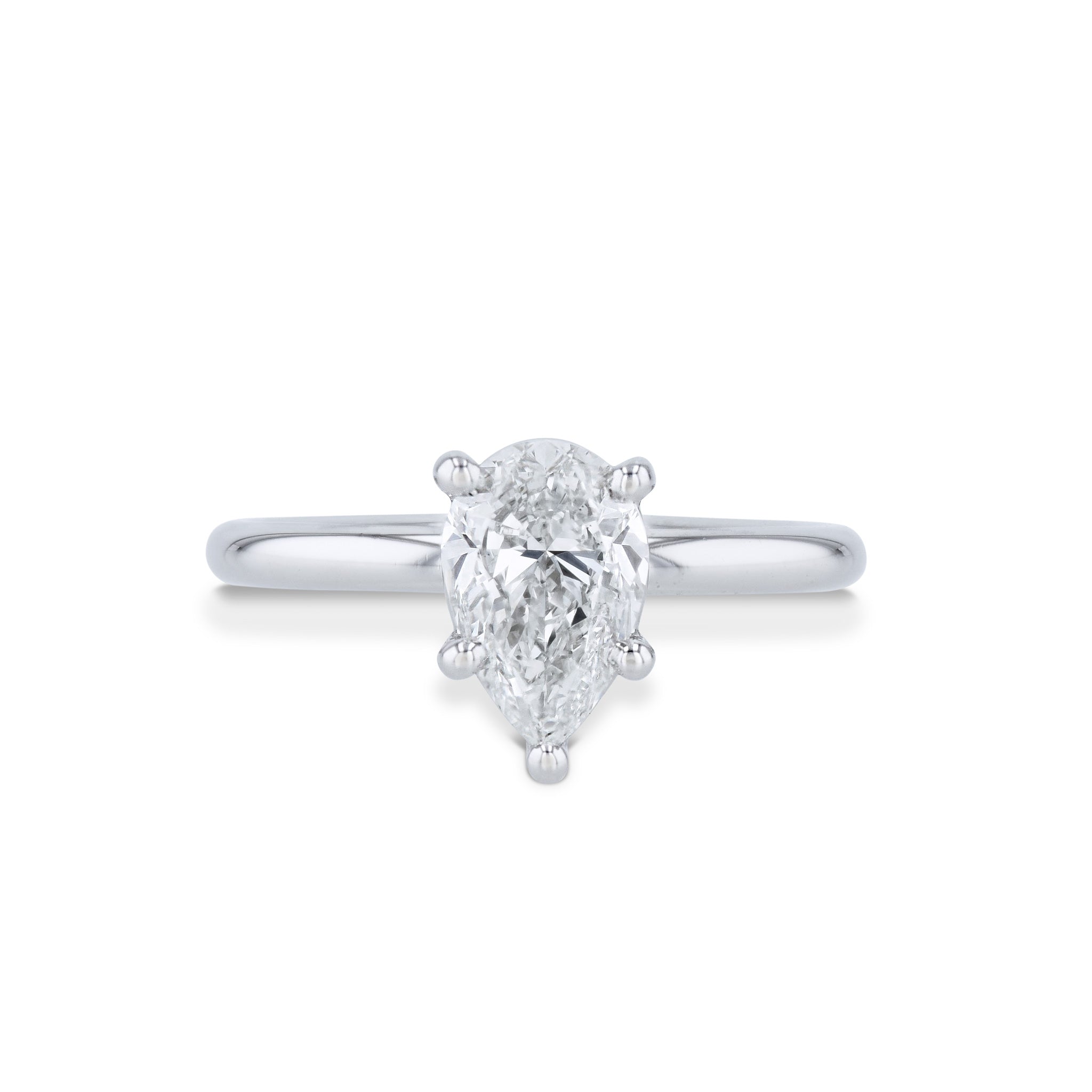 Pear Shape Diamond Platinum Engagement Ring Rings H&amp;H Jewels