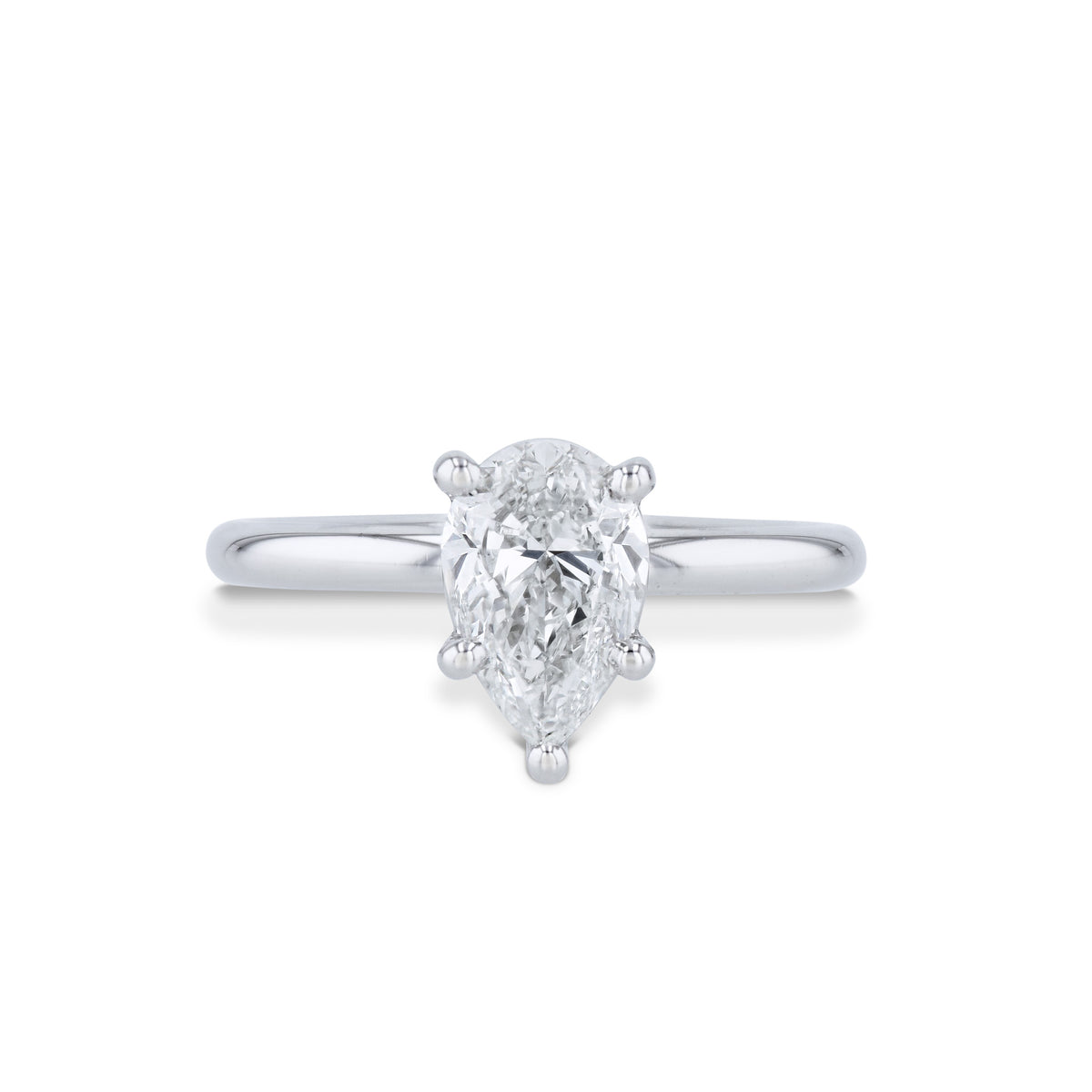 Pear Shape Diamond Platinum Engagement Ring Rings H&H Jewels