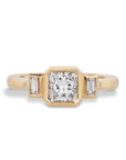 Diamond and Bezel Set Baguette Yellow Gold Engagement Ring Rings H&H Jewels