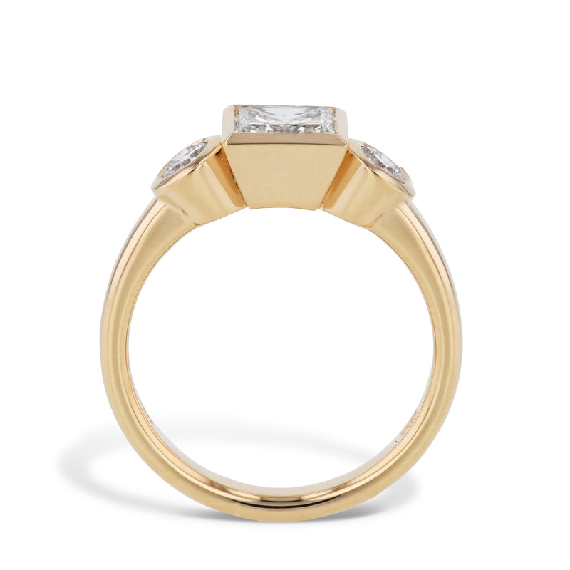 Square and Round Bezel Set Diamond Engagement Ring Rings H&H Jewels